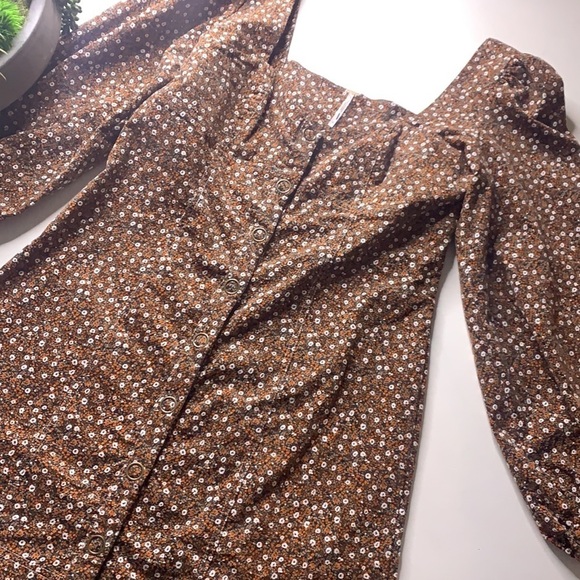 REVOLVE x FREE PEOPLE Call Me Cord Long puff Sleeve Snap front Mini new - Picture 7 of 13